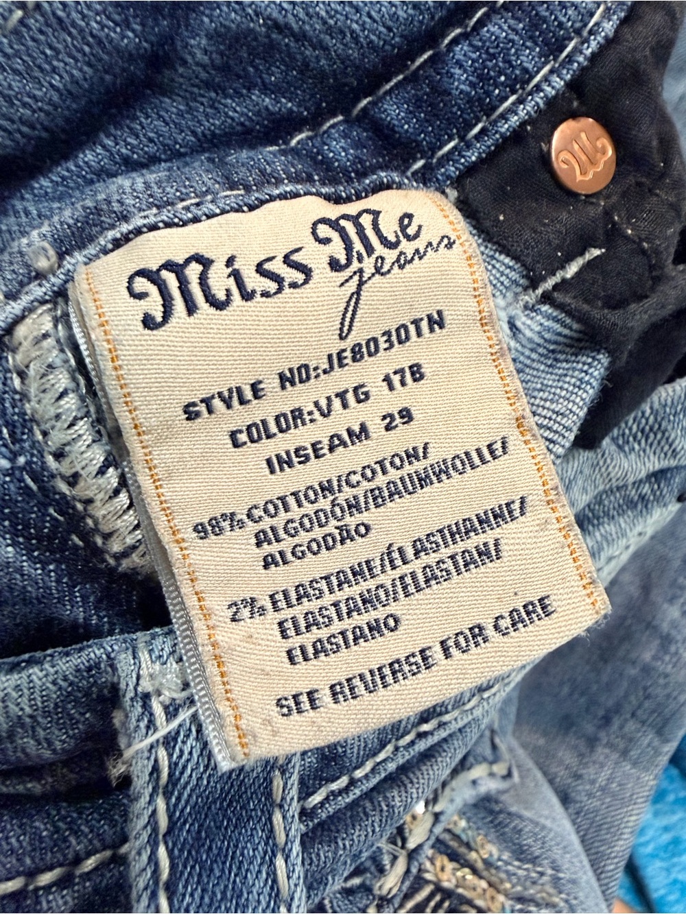 Miss me waist 24” blingy blue jeans - straight - Picture 9 of 9